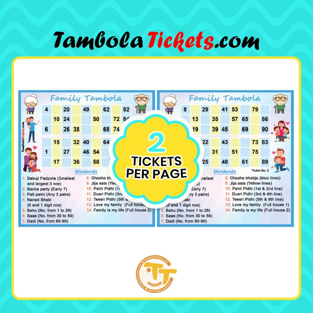 Family Tambola Tickets Pdf – 48 Unique Cards | Joint Family Theme ...