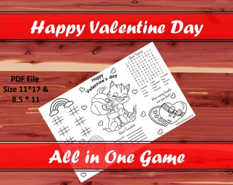 All in one Valentine's Day Games for Kids , Classroom, virtual, kitty party and family Valentine event | Single Page covers All Games | Pdf