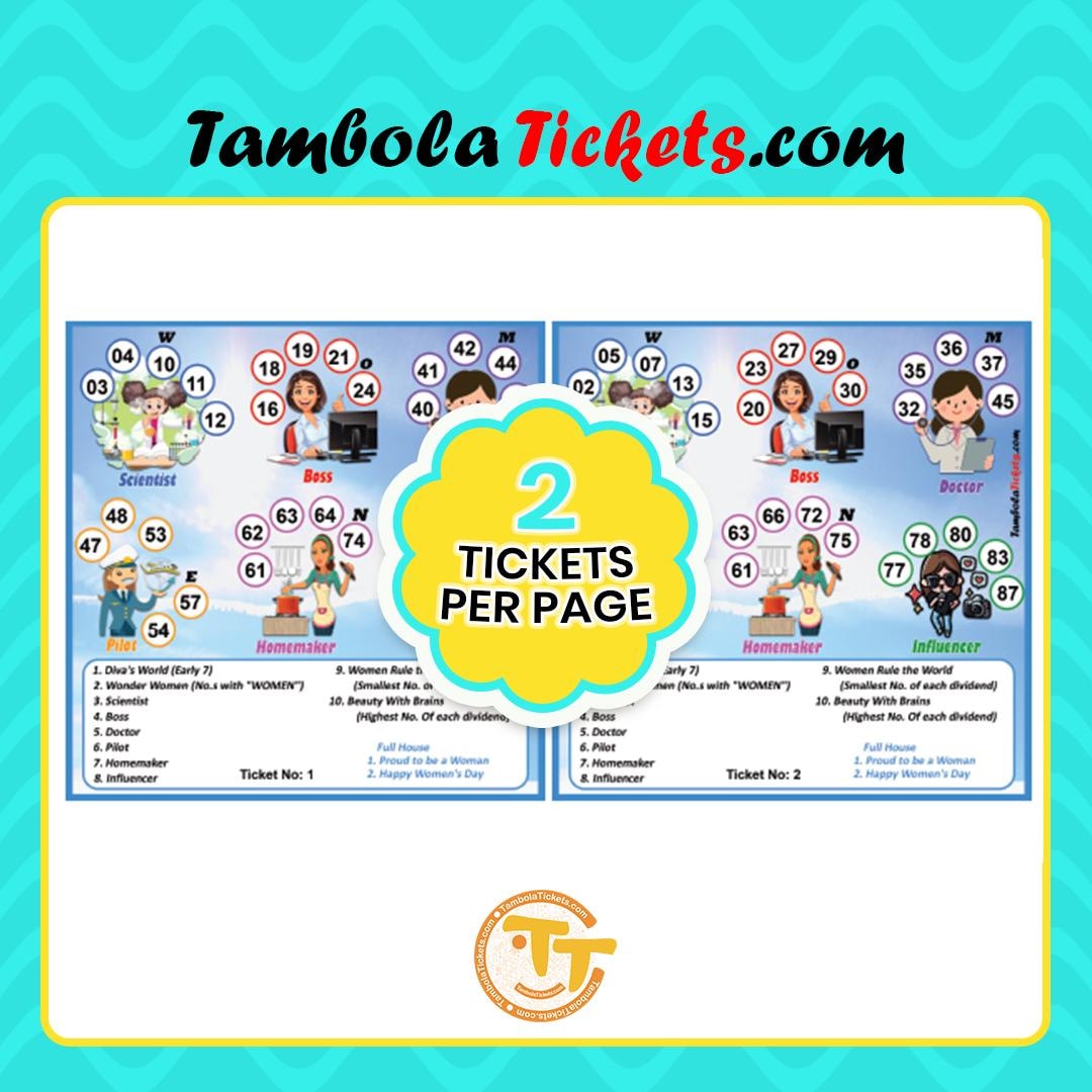 Women’s Day Tambola Tickets Pdf – 48 Unique Printable Cards | Women's ...