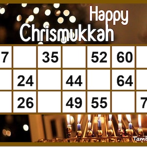 Happy Chrismukkah Classic tambola Ticket | Tambola | Housie | Tambola Tickets |  4 tickets page | Printable | 90 Balls Bingo | 400 Tickets
