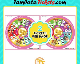 50th Anniversary Tambola Tickets - 48 Unique Circular Tickets | Golden Jubilee Theme | 1-90 Number Tambola | Instant Download |