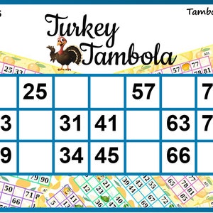 Turkey Theme Classic tambola Ticket | Tambola | Housie | Bingo Ticket(1-90) | Tambola Tickets |  4 tickets per page | Printable