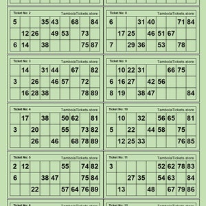 tambola ticket 185 pages 12 tickets per page 2100 etsy