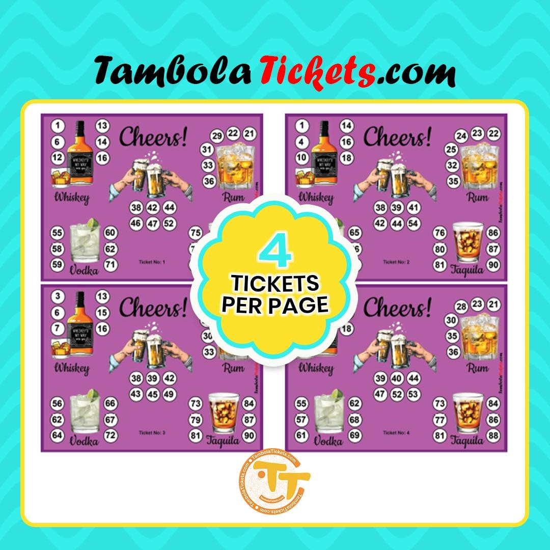 Cheers Alcohol Theme Tambola Tickets – 48 Unique Cards | Printable ...