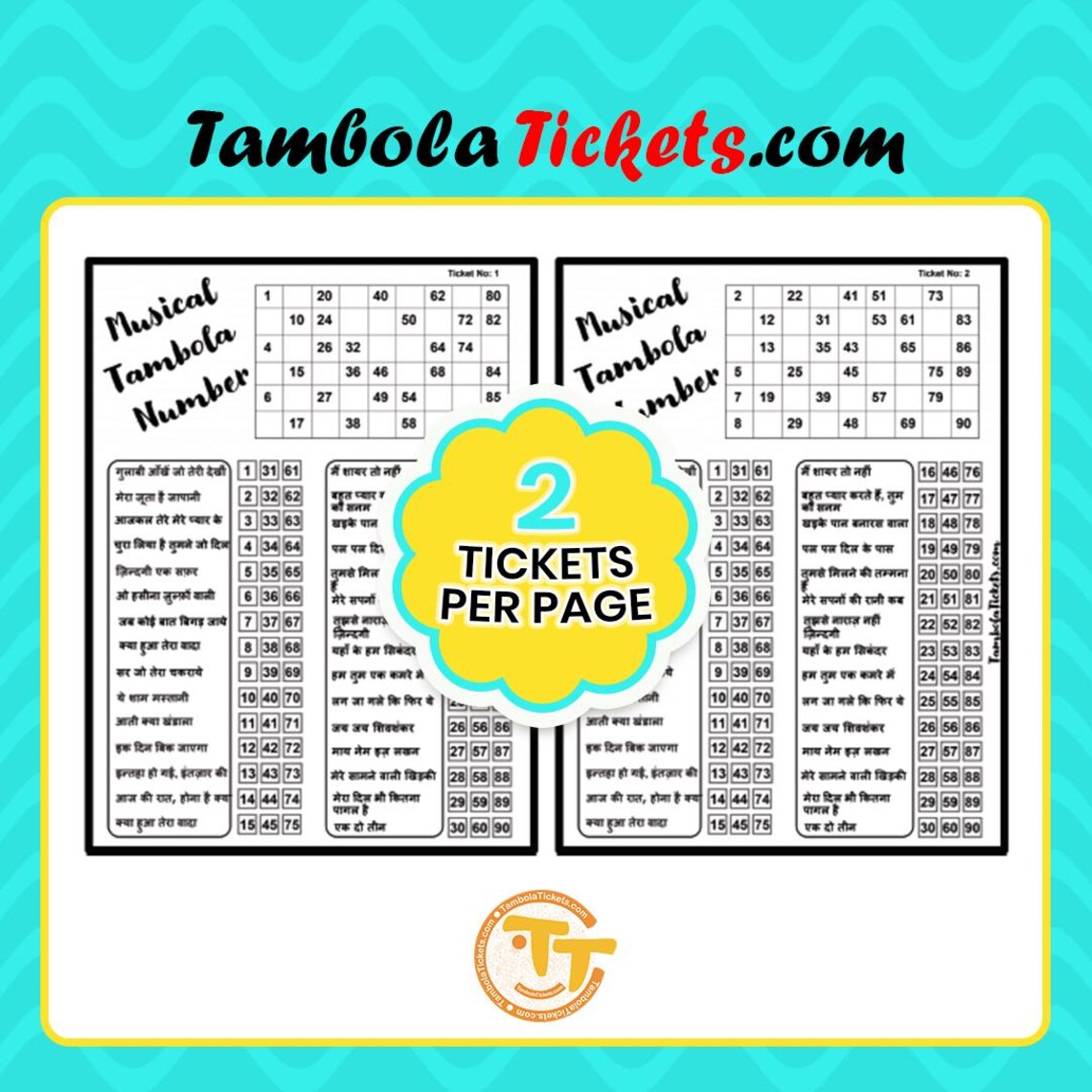 Musical Theme Tambola Tickets Pdf – Bollywood Songs Theme | 48 Unique ...