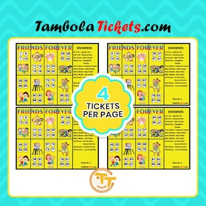 Friends Forever Theme Tambola Tickets – 48 Unique Printable Cards | Friendship Day Game | Instant Download Housie