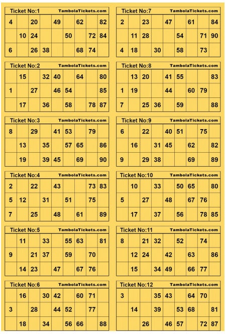 tambola tickets 12 tickets per page 400 unique tickets etsy denmark