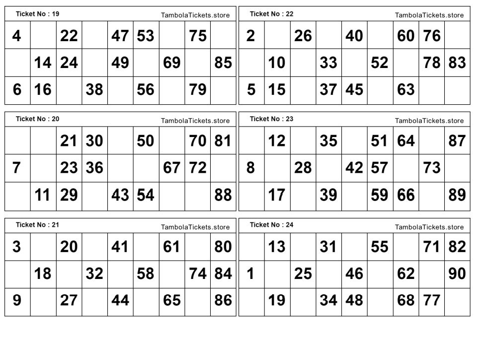 Tambola Ticket 50 Pages 6 Tickets per Page 300 Unique Tickets Housie Bingo Printable PDF Set 1 Big Size 90 Balls Bingo - Etsy