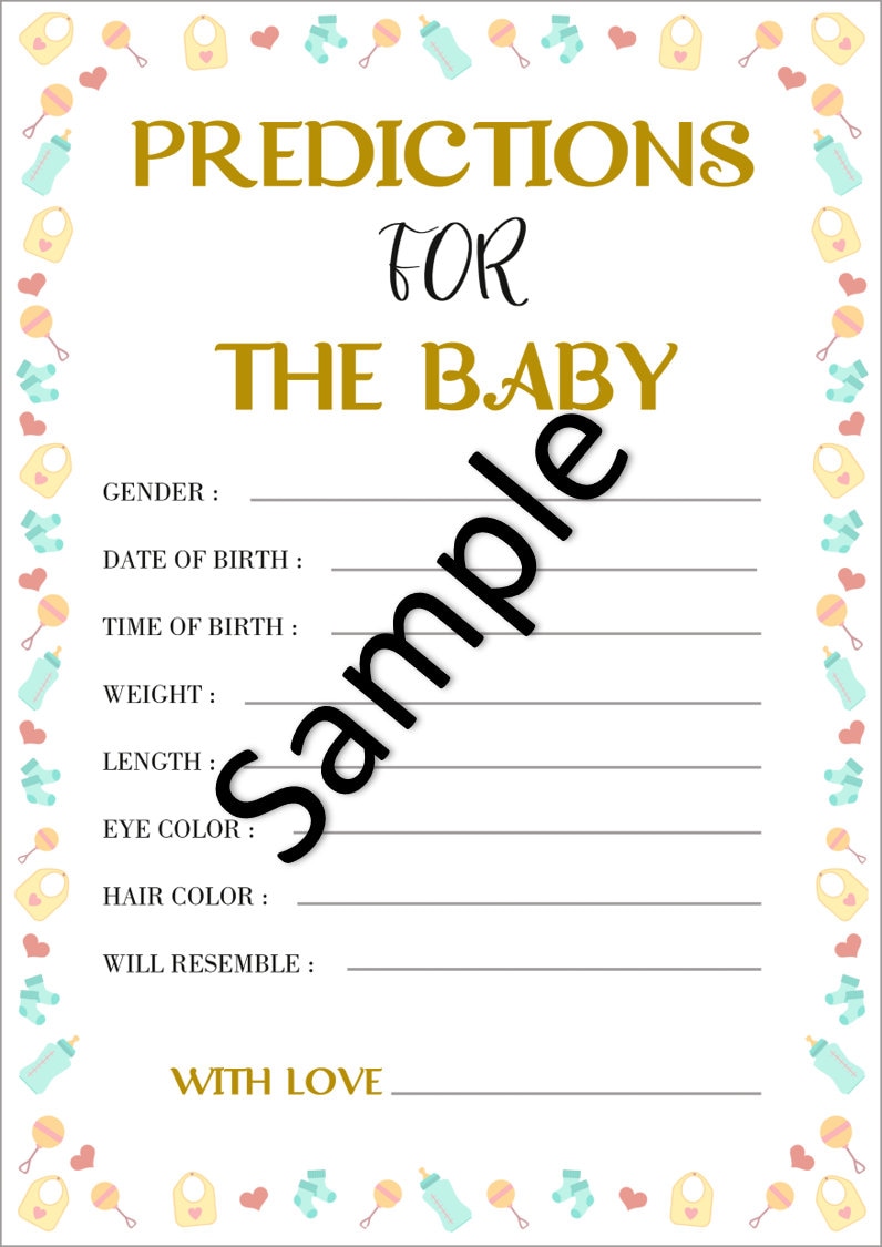 baby shower prediction printable baby shower game virtual etsy new zealand