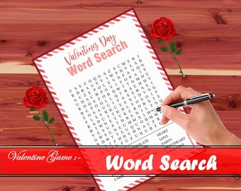 Valentine's Day Word Search Game | Word Search Game | Printable Valentines Day Party Game | Printable | Downloadable | Words Search Scrabble