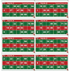 Christmas Theme Tambola Tickets | 400 tickets Set | 12 tickets per page | Tombola | Housie | Bingo | Printable PDF | 90 balls bingo | CM1019
