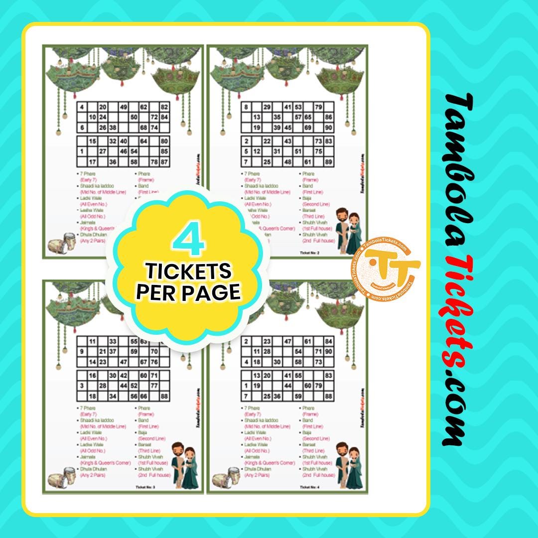 Wedding Theme Tambola Tickets Pdf – 48 Unique Shaadi Tambola Cards ...