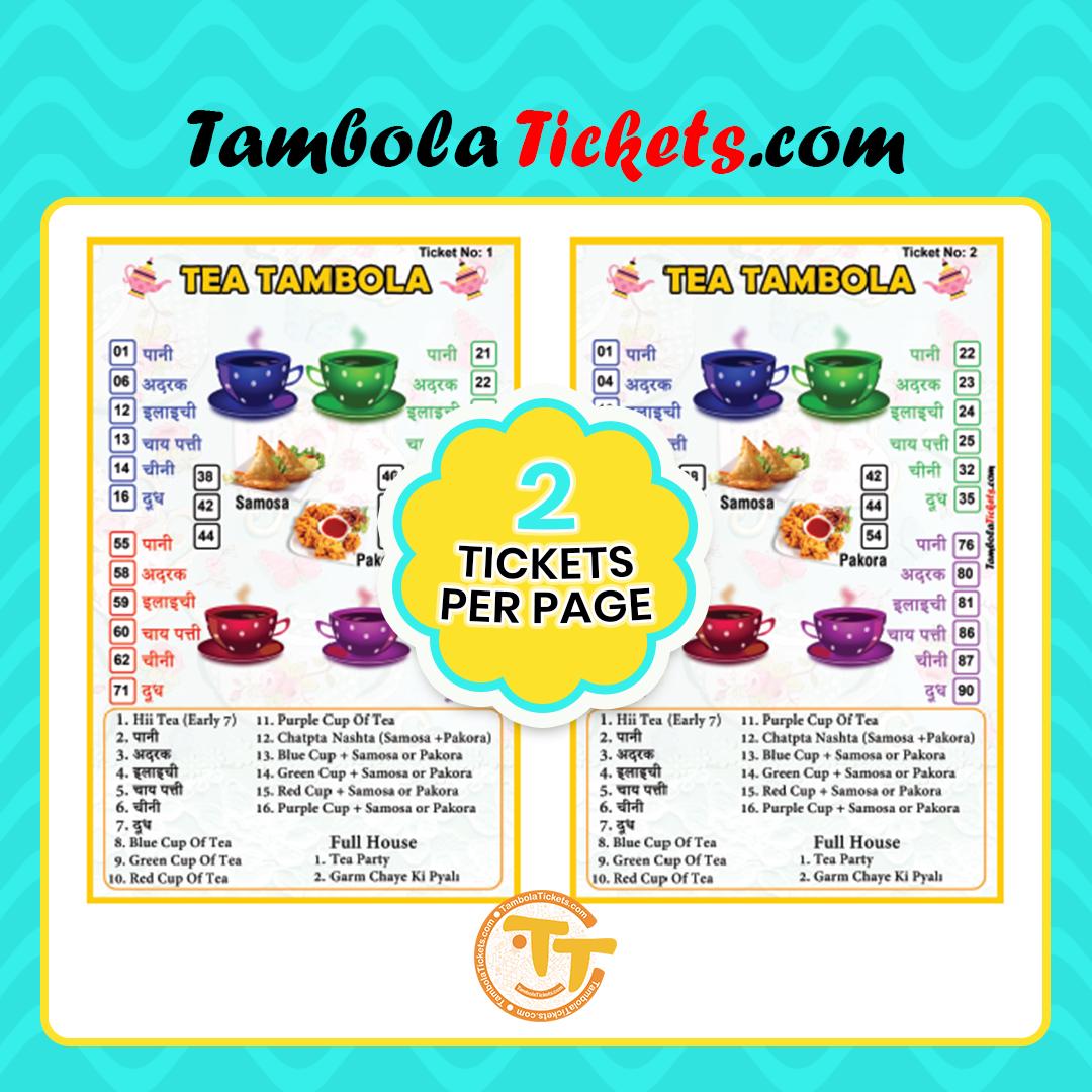 Tea Party Theme Tambola Tickets Pdf – 48 Unique Tickets | Printable ...