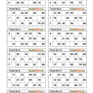 Tambola ticket | 33 Pages | 12 tickets per page | 390+ unique tickets | Housie Ticket | Bingo Ticket | Printable PDF| Set 1 | 90 balls bingo
