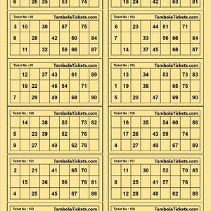 Tambola ticket | 6000 unique tickets | 500 Pages | 12 tickets per page |Bingo Ticket | Printable PDF| Set 1 | 90 balls bingo | Amber