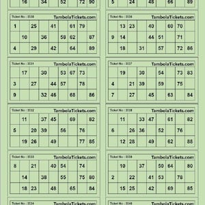 Tambola ticket | 6000 unique tickets | 500 Pages | 12 tickets per page |Bingo Ticket | Printable PDF| Set 1 | 90 balls bingo | Green