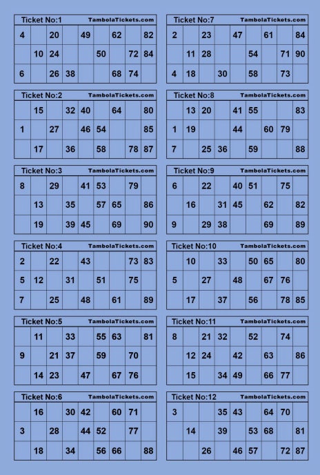 tambola ticket pdf 12 tickets per page 400 unique tickets etsy