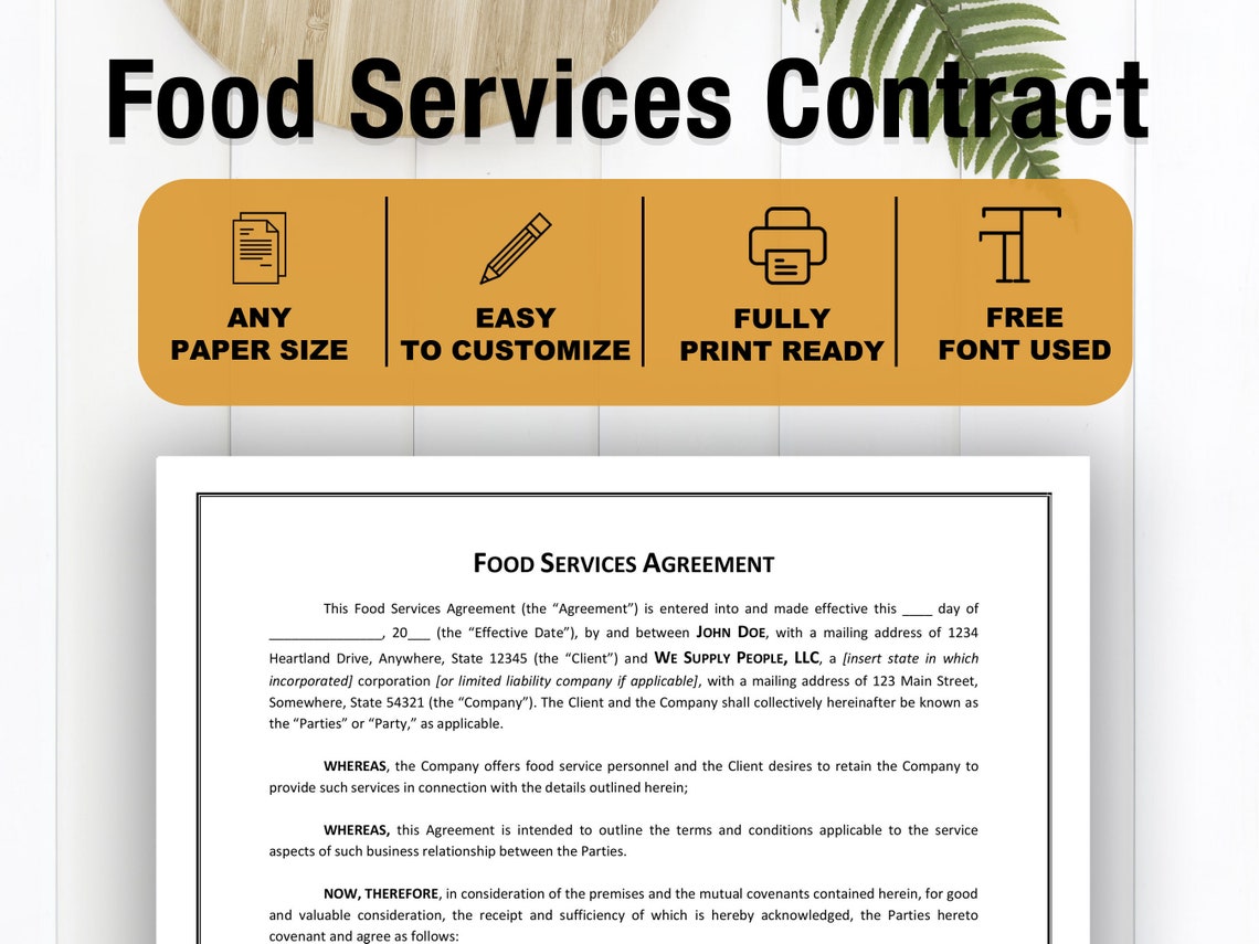 Food Services Contract Template Food Service Provider Restaurant Food Services Contract Template Food Service Provider Restaurant