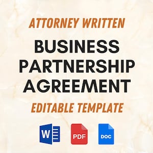 Business Partnership Agreement | partnership contract | Legal Document & Contract Template for LLC, Sole, Limited, and General Partnership