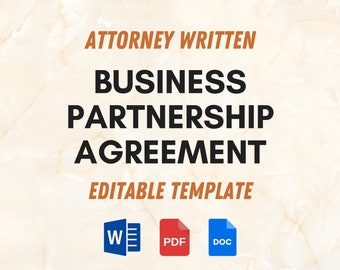 Business Partnership Agreement Template: Legal Contract (PDF & Word)