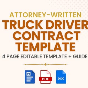 Truck Driver Contract Template | Simple Driver Agreement | Transport Contract | Truck Driving | Truck Driving Employee Agreement