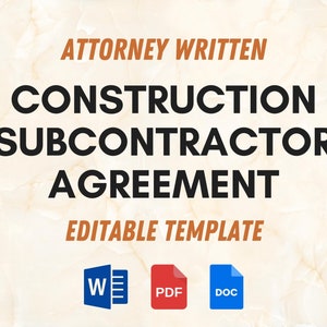 Construction Subcontractor Agreement | Construction Template | Independent Contractor Agreement | Construction Bid Template