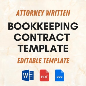 Bookkeeping Contract Template | Bookkeeping Agreement | Accounting Service Agreement | Service Agreement | Simple Bookkeeper Form