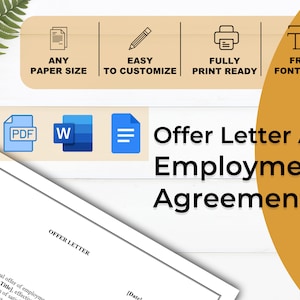 Plantilla de carta de oferta y acuerdo de empleo / Documentos de recursos humanos / Acuerdo de empleo / Contrato de trabajo / Condiciones de empleo / Formulario comercial