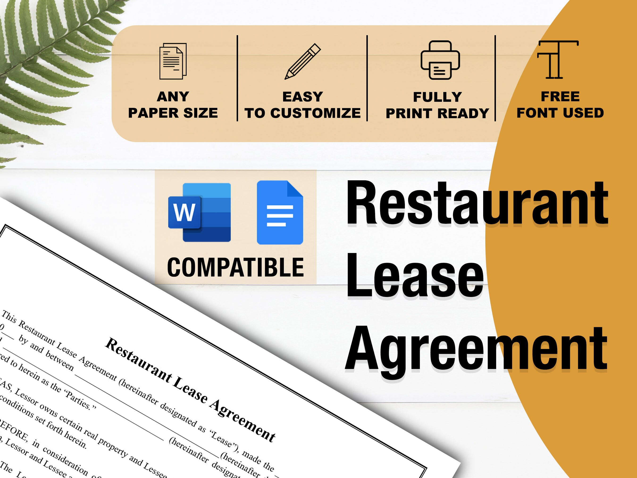 Restaurant Lease Agreement Standard Legal Document - Etsy