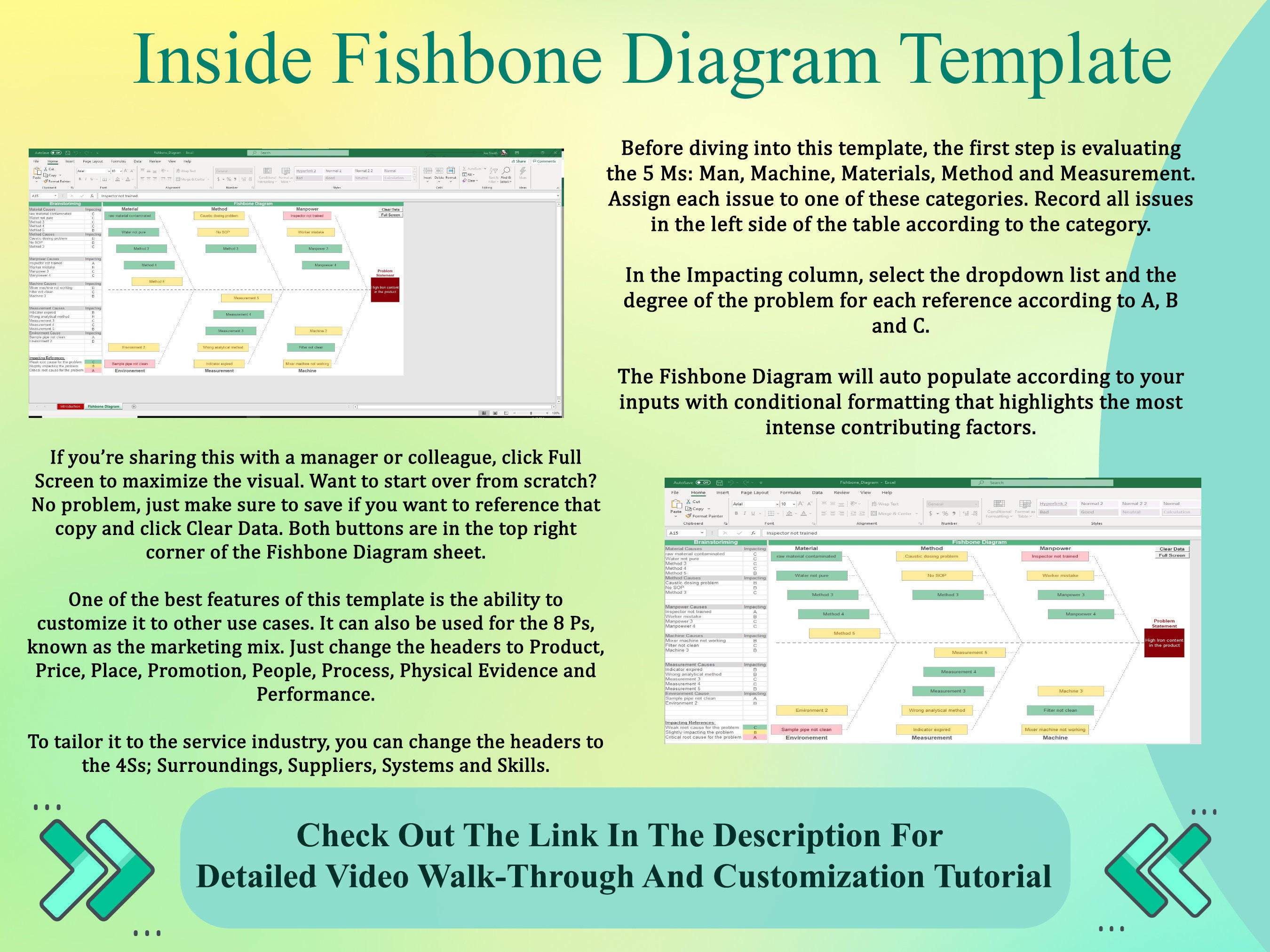 Fishbone Diagram Excel Template Quality Control Ishikawa - Etsy