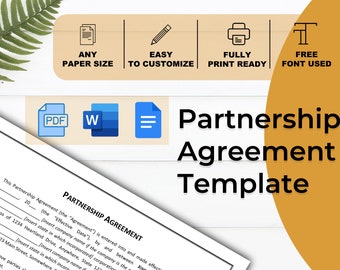 Sjabloon partnerschapsovereenkomst: aanpasbaar juridisch contract (digitale download)