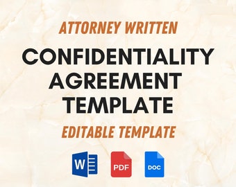Confidentiality Agreement Template: NDA, Editable Word & PDF (Digital Download)