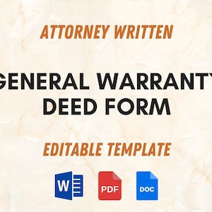 General Warranty Deed Form - Legal Document for Transferring Real Estate Ownership | Statutory Warranty Deed