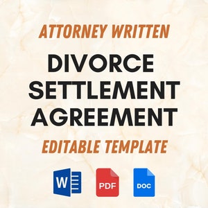 Divorce Settlement Agreement | Marital Settlement Agreement | Divorce Paper | Decree of Divorce | Divorce contract | Legal Separation Papers