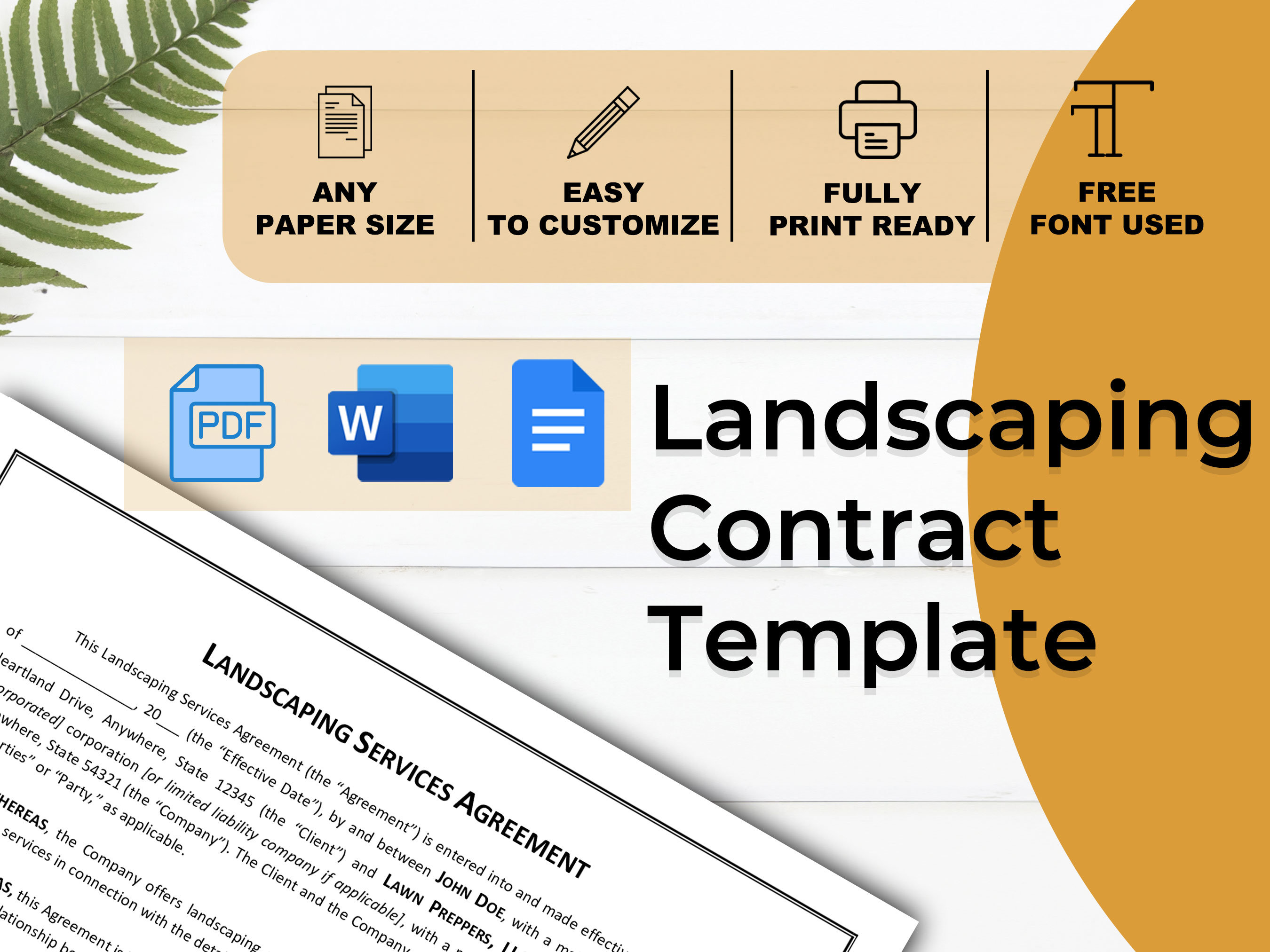Landscaping Contract Template Lawn Care Contract Lawn Care - Etsy
