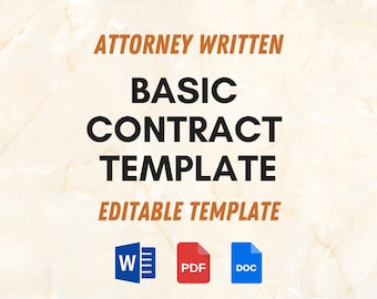 Basic Service Contract Template: Editable Legal Agreement (PDF & Word)
