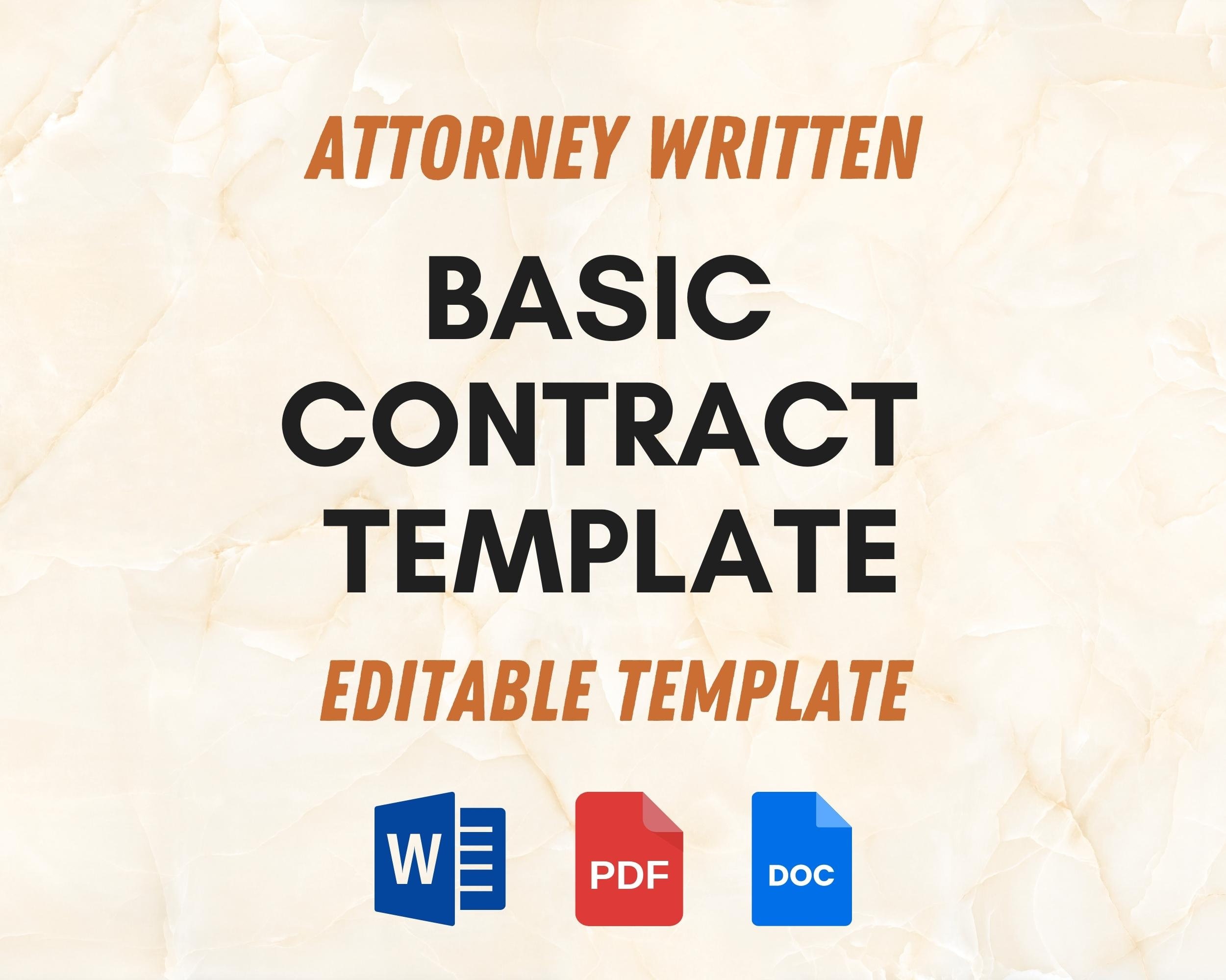 Basic Service Contract Template Editable Legal Agreement (PDF & Word