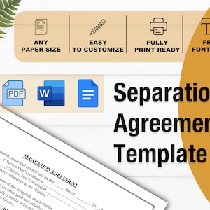 Separation Agreement | Marital Settlement | Divorce | Separation Papers | Marriage Separation | Legal Separation | Divorce Settlement