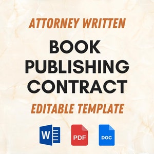 May include: Editable template for a book publishing contract written by an attorney. The template is available in Word, PDF, and Doc formats.