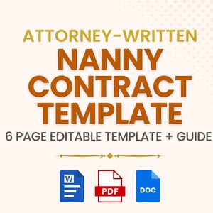 Nanny Contract | Babysitter Contract | Nanny Work Agreement | Nanny Agreement | Children Care Giver | Nanny and Family | In-Home Care