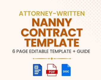 Nanny Contract Template: Attorney-Written, Editable (Word & PDF)