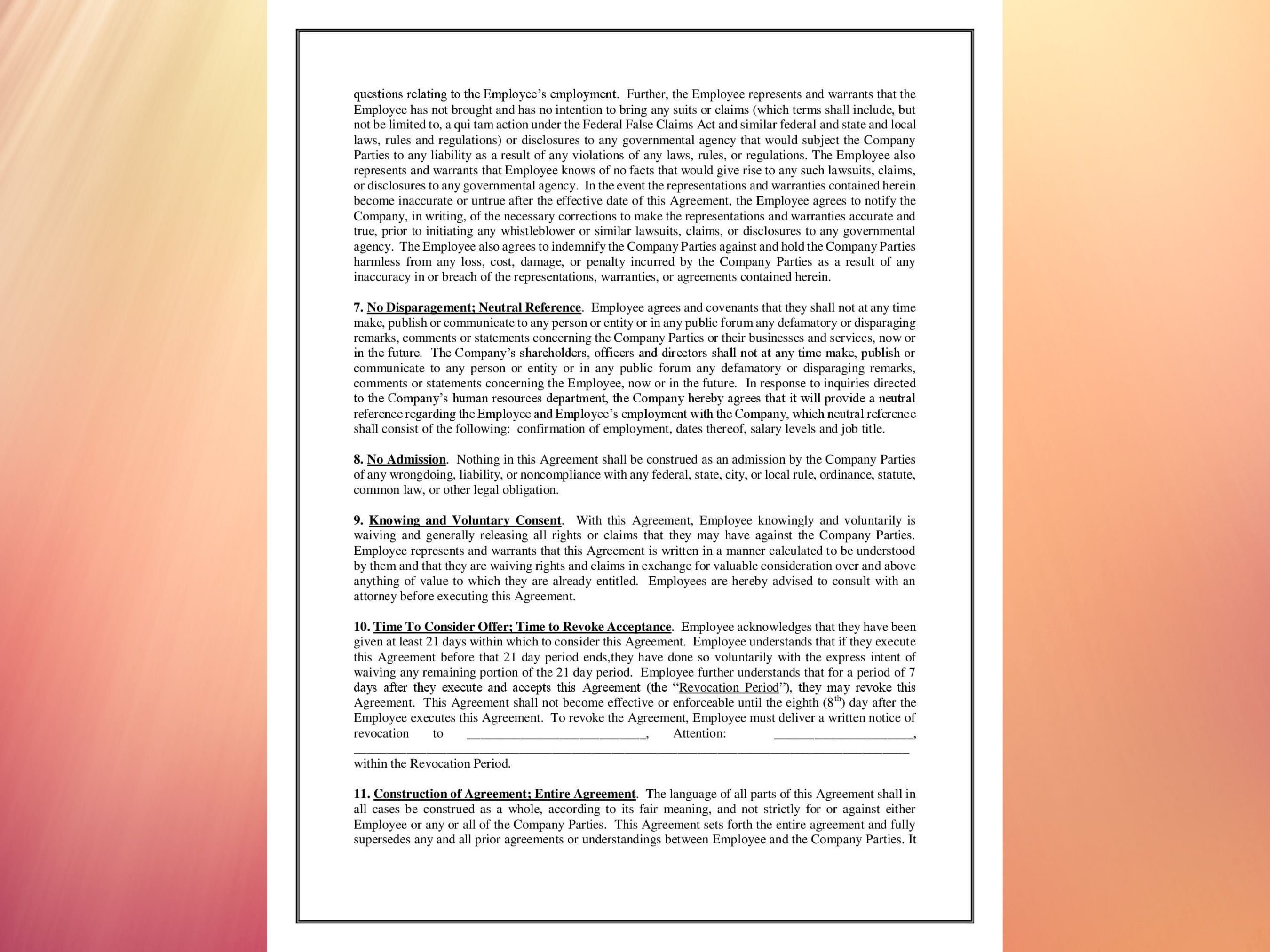 Severance Agreement Template Severance Package Separation Agreement