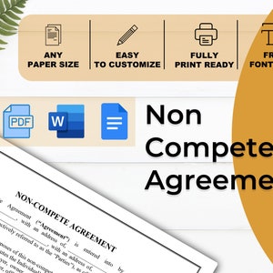 Non Compete Agreement Template: Customizable Business Contract (Digital Download)