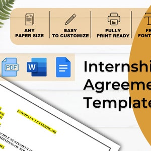 Internship Agreement Template: Customizable Employment Contract (Digital Download)
