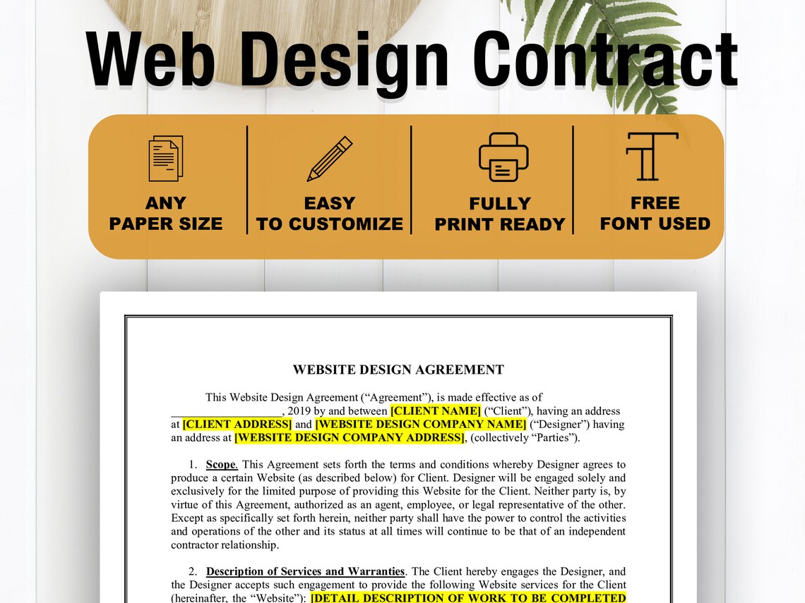 Web Design Contract | Website Design | Agreement | Contract Form ...