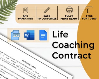 Life Coaching-contractsjabloon: aanpasbare overeenkomst (digitale download)