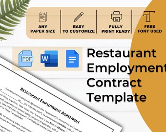 Sjabloon arbeidsovereenkomst restaurant (digitale download)