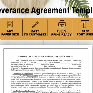 Severance Agreement Template | Severance Package | Separation Agreement ...