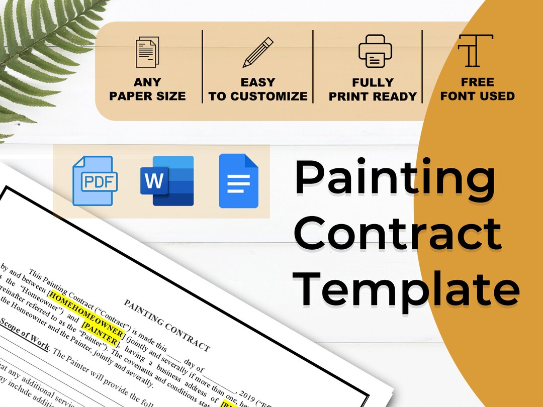 Painting Contract Template Painting Agreement Painter Renovation