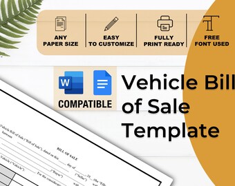 bill of sale form etsy australia